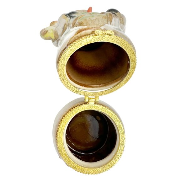 Snowman Limoges Trinket Box Porcelain Gold Accents Hinged Lid Ho Ho Ho Design - Picture 2 of 8